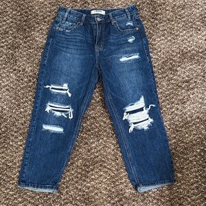 Rock & Roll Cowgirl Straight Leg Distressed Jeans - Dark Blue